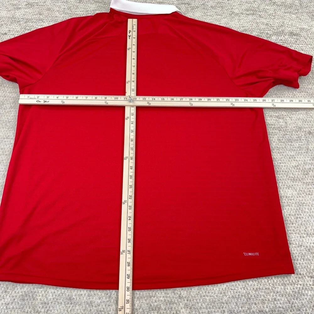 NC State Wolfpack Polo Shirt Men XXL 2XL‎ Red White Adidas Performance Wicking